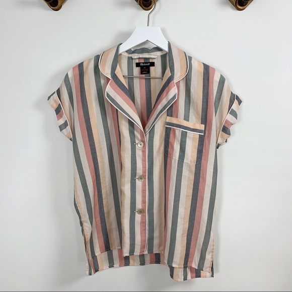 Madewell Tops - MADEWELL striped collared short sleeve button up